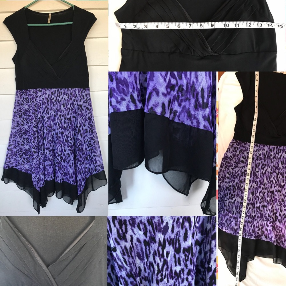 Leopard purple/black, asymmetrical dress.
